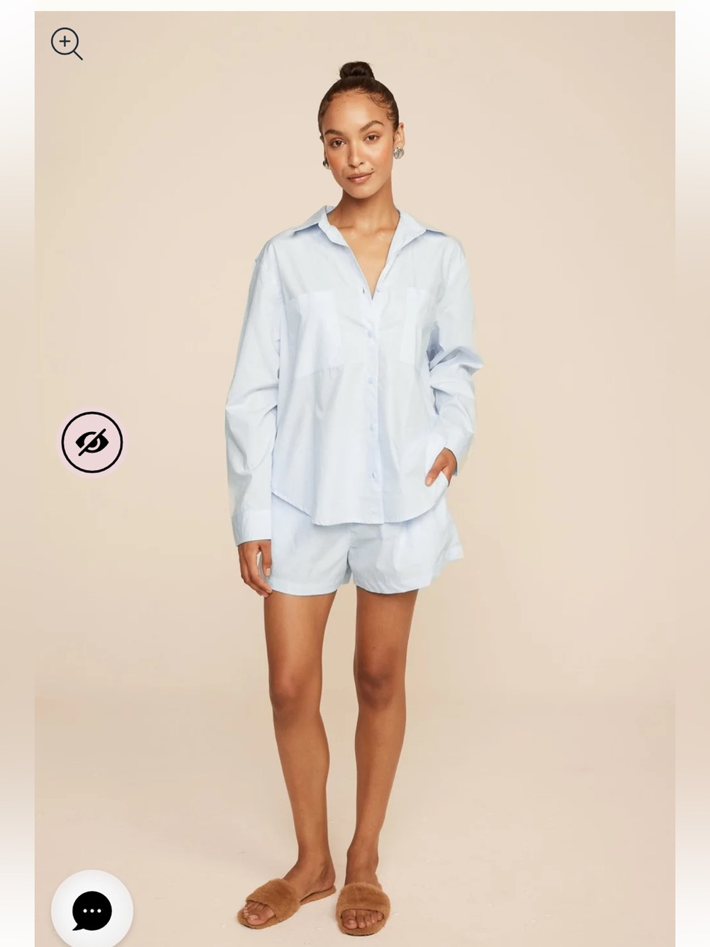 Light Blue Cotton Button-Down Pajama Set